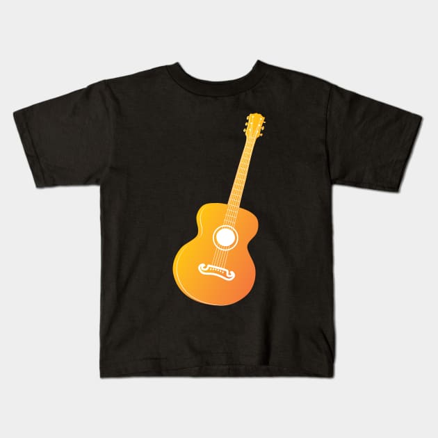 Orange Acoustic guitar Kids T-Shirt by AnnArtshock